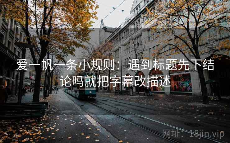 爱一帆一条小规则：遇到标题先下结论吗就把字幕改描述  第2张